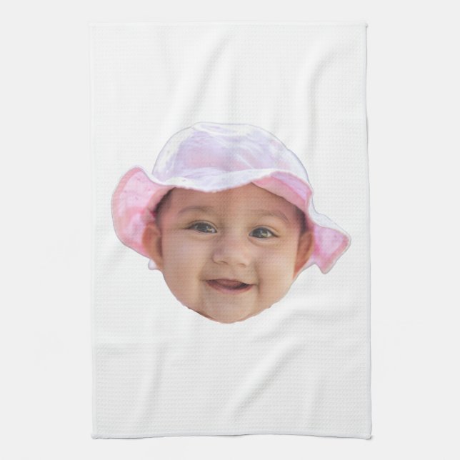 Custom Baby Photo, Baby Photo Face Kitchen Towel (Vertical)