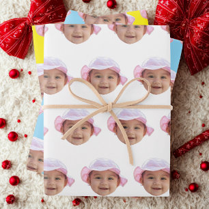 Custom Baby Photo, Baby Photo Face Wrapping Paper Sheet