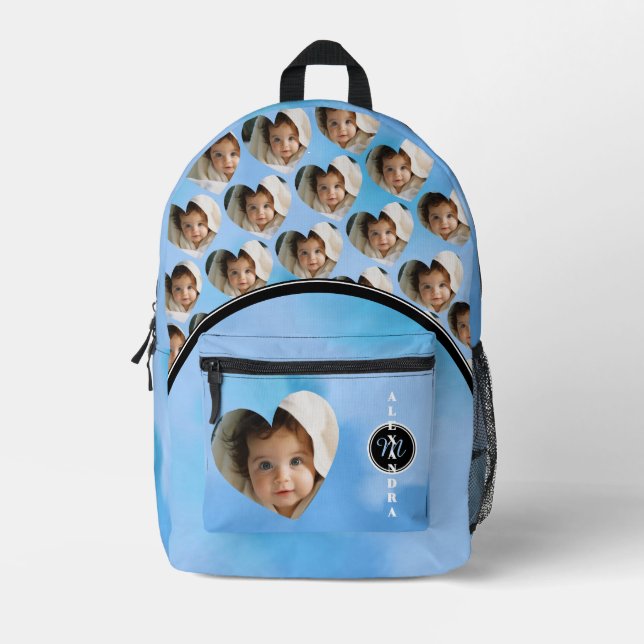 Custom Baby Photo Backpack with Monogram (Front)