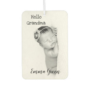 Custom Baby Photo Hello Grandma Grandpa Name Air Freshener