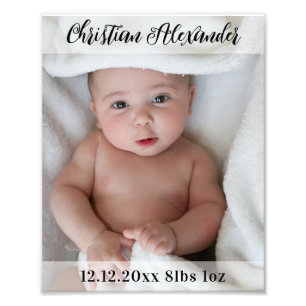 Custom Baby Photo Name Birth Weight Date Print