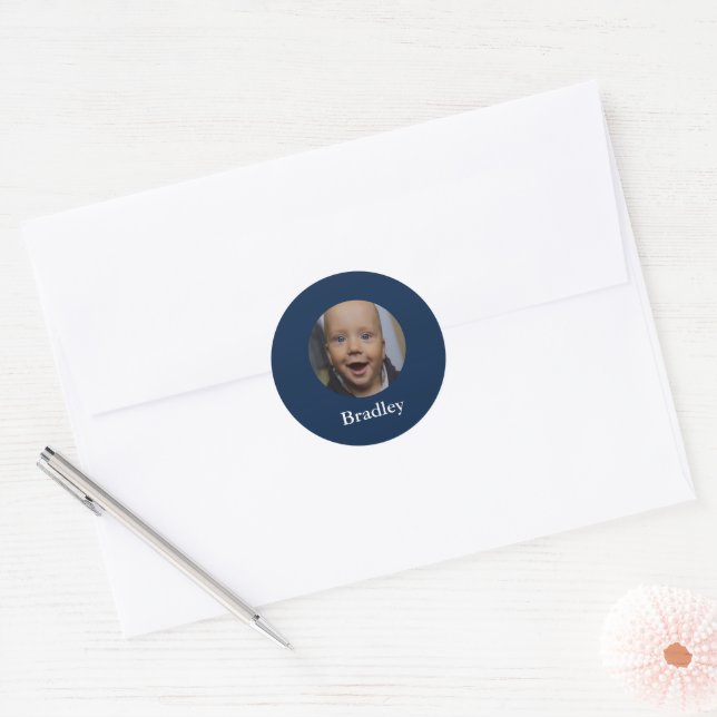 Custom baby photo personalized classic round sticker (Envelope)