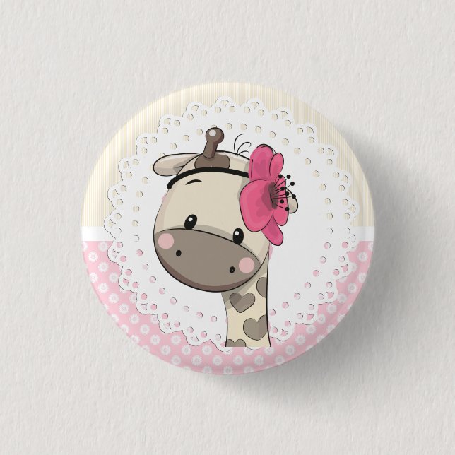 Custom Baby Pink Giraffe Botton   1 Inch Round Button (Front)