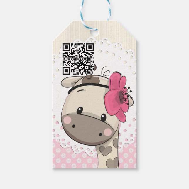 Custom Baby Pink Giraffe Gift Tags  (Front)