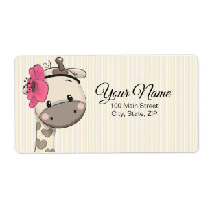 Custom Baby Pink Girl Giraffe Return Address Label