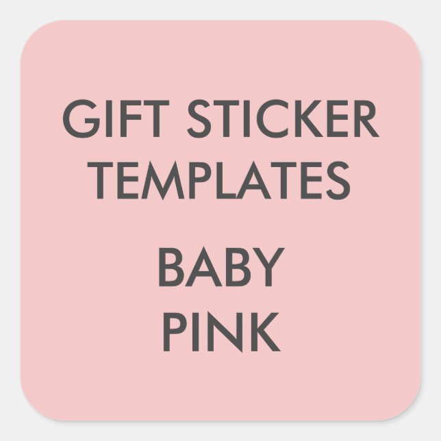 Custom BABY PINK SQUARE Large Gift Stickers (Front)