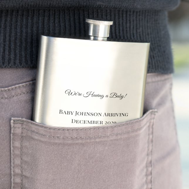Custom Baby Reveal Card Hip Flask (In Situ)