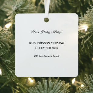 Custom Baby Reveal Card Metal Ornament