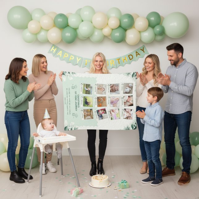 Custom Baby’s 1st Year Journey Photo Collage Fleece Blanket (Creator Uploaded)