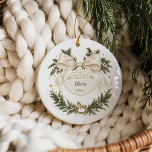 Custom Baby’s First Christmas Wreath Ceramic Ornament
