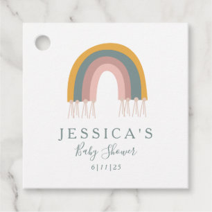 Custom Baby Shower Boho Rainbow Minimalist Muted Favour Tags