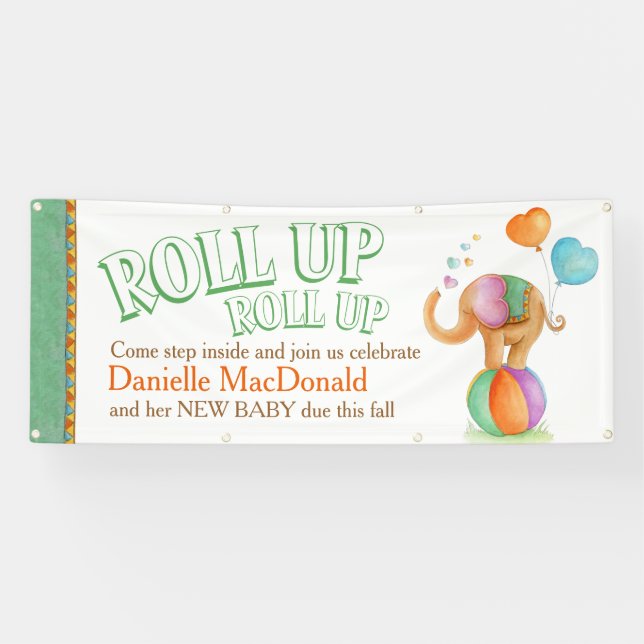 Custom baby shower circus elephant art banner (Horizontal)