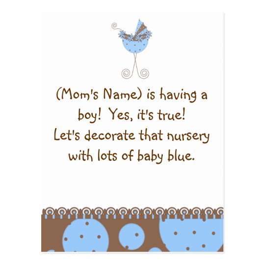 Custom Baby Shower Invitation-Chic Baby Blue Postcard