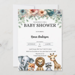 Custom Baby Shower Invitations Cute Animal Theme