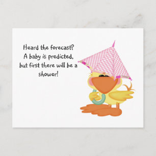 Custom Baby Shower Invite-Pink Duck in Rain Invitation Postcard