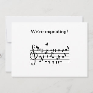Custom Baby Shower Music Bird Notes Keepsake Invitation