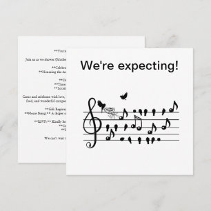 Custom Baby Shower Music Bird Notes Keepsake Invitation