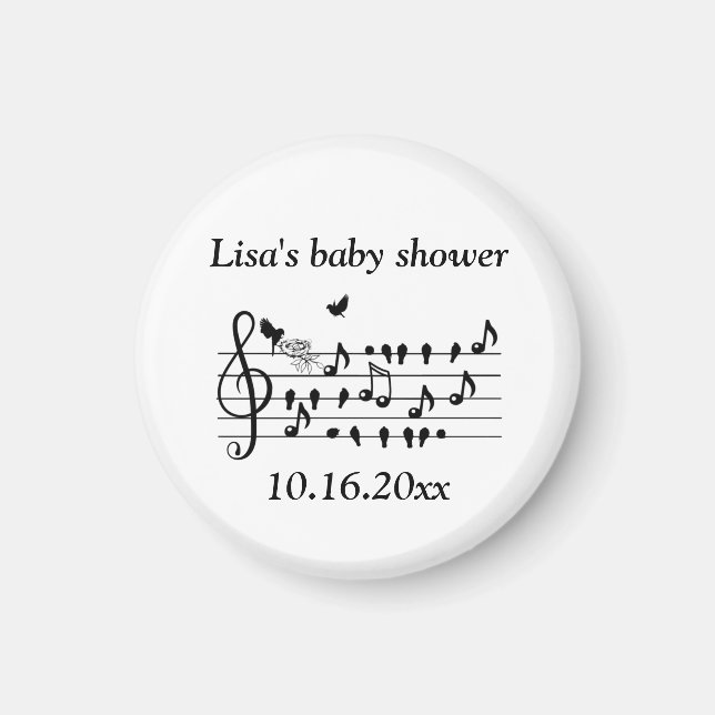 Custom Baby Shower Music Bird Notes Keepsake  Magnet (Front)