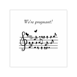 Custom Baby Shower Music Bird Notes Keepsake Self-inking Stamp