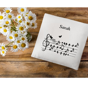 Custom Baby Shower Music Bird Notes Keepsake Throw Pillow