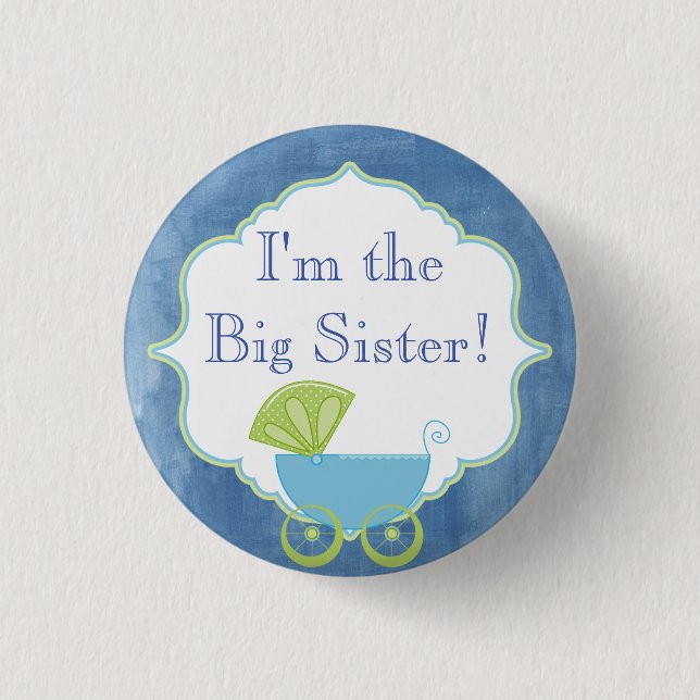 Custom Baby Shower Party I'm the Big Sister Button (Front)