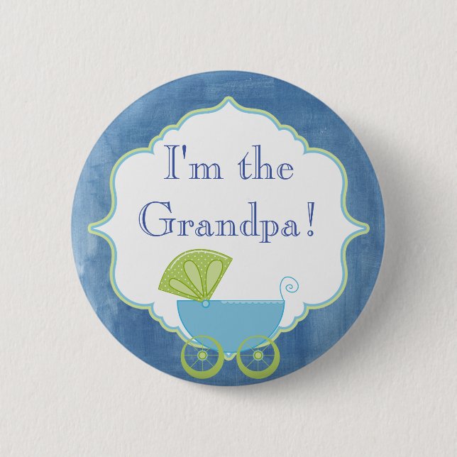Custom Baby Shower Party I'm the Grandpa Button (Front)