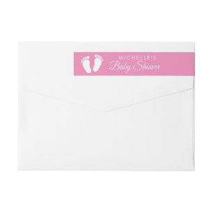 Custom baby shower party return address wrap around label