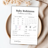 Custom Baby Shower Predictions and Advice Card