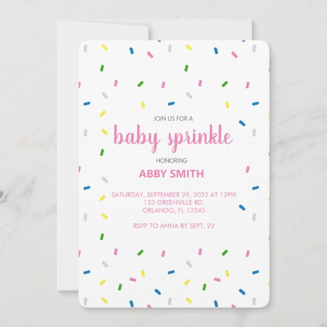 Custom Baby Sprinkle Shower Invitation (Front)