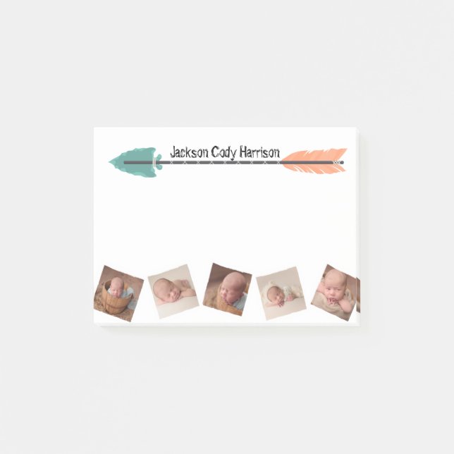 Custom Baby Tribal Arrow Photo Collage Modern Post-it Notes (Front)