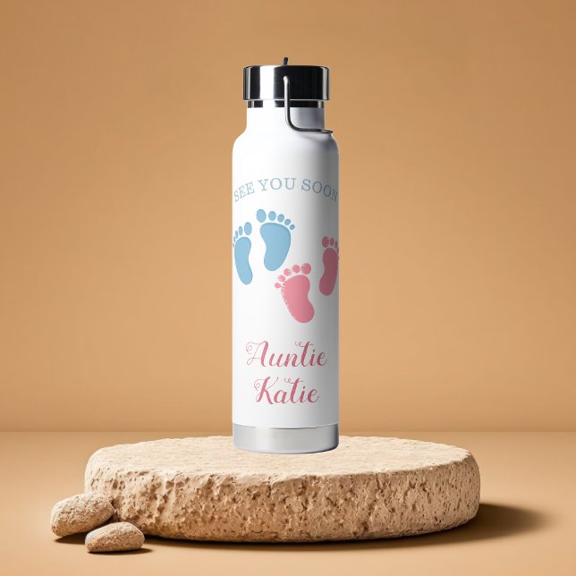 Custom Baby Twins Footprint  Water Bottle (Creator Uploaded)