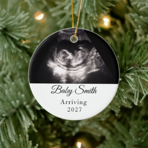 Custom Baby Ultrasound Pregnancy Announcment Photo Ceramic Ornament