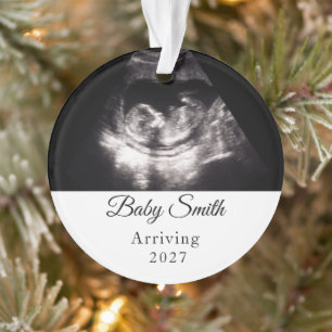 Custom Baby Ultrasound Pregnancy Announcment Photo Ornament