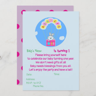 Custom Baby's 1st birthday invitation