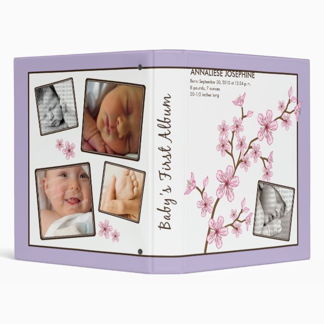 Custom Baby's First Album :: Lilac Cherry Blossom Binder (Background)