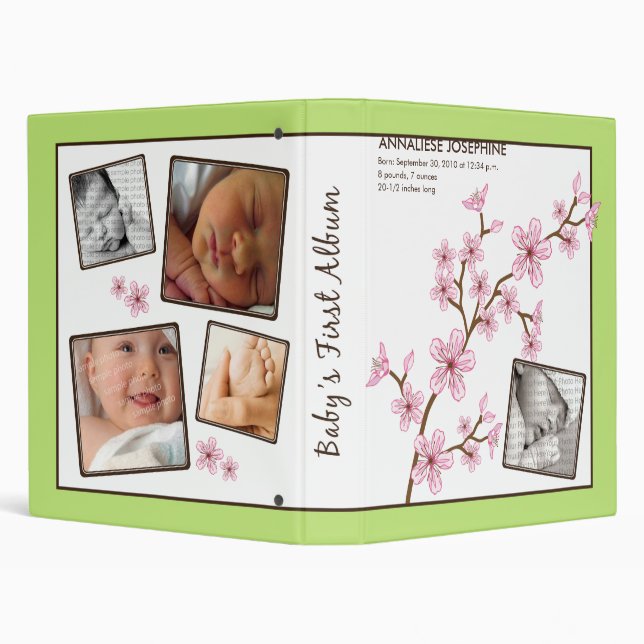 Custom Baby's First Album :: Lime Cherry Blossom Binder (Background)
