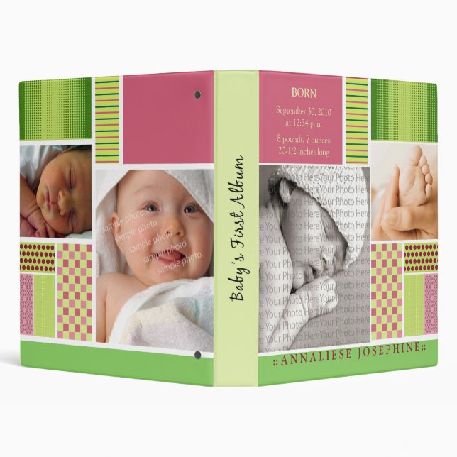 Custom Baby's First Album :: Lime Patchwork Binder (Background)