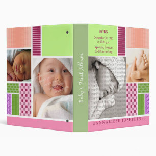Custom Baby's First Album :: Pink Patchwork Binder