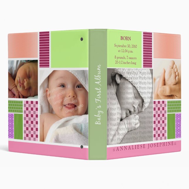 Custom Baby's First Album :: Pink Patchwork Binder (Background)