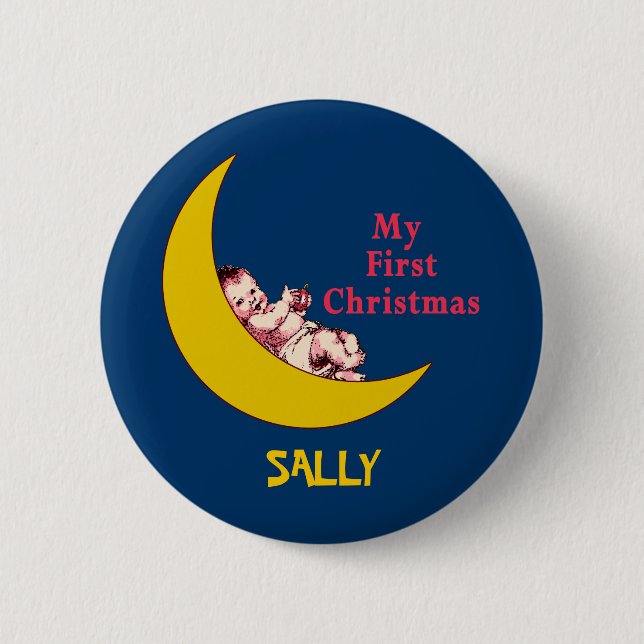 Custom Baby's First Christmas Apparel 2 Inch Round Button (Front)