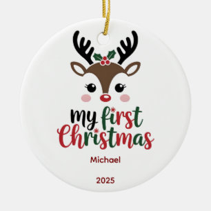 Custom Babys First Christmas Bauble, Baby 2025 Ceramic Ornament