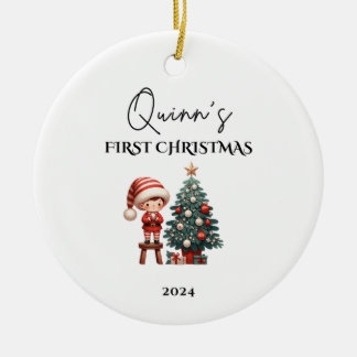 Custom Baby's First Christmas Baubles Ceramic Ornament