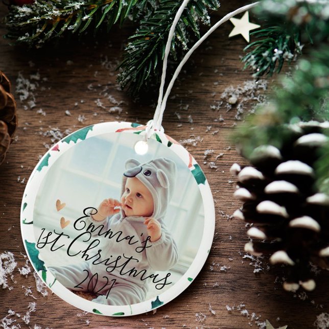 Custom Baby's First Christmas | Christmas Ceramic Ornament (Creator Uploaded)