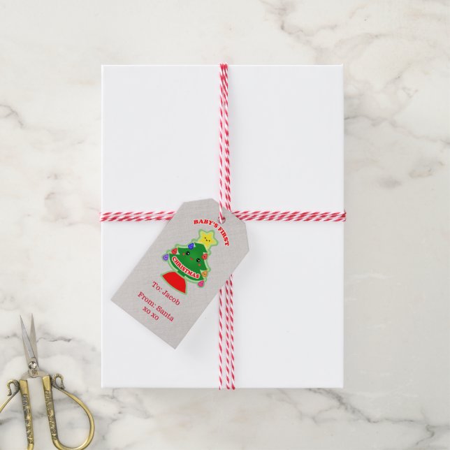 Custom Baby's First Christmas Gift Tag (With Twine)