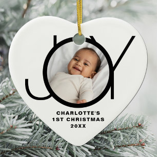 Custom Baby's First Christmas Photo White Ceramic Ornament