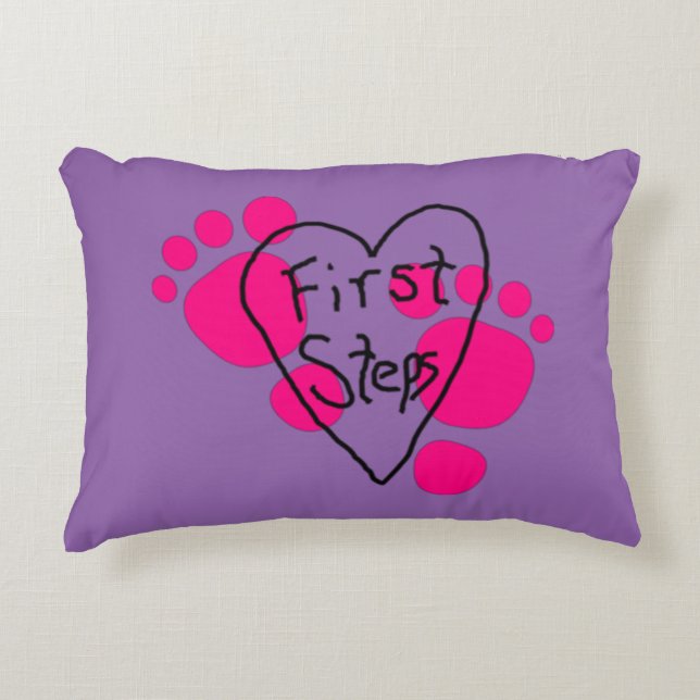 Custom Baby's First Steps Decorative Pillow (Front)