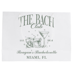 Custom Bach Club Bachelorette Retro Cocktail Black Large Gift Bag