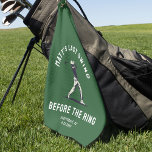 Custom Bachelor Party Favour Golf Trip Groomsmen  Golf Towel<br><div class="desc">Tee off in style with this Bachelor Party "Last Swing Before the Ring" golf towel! A cool,  modern design perfect for the groom’s crew on the course. Customize for a personal touch and a legendary golf trip!</div>