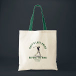 Custom Bachelor Party Favour Golf Trip Groomsmen Tote Bag<br><div class="desc">Carry your bachelor party essentials in style with this "Last Swing Before the Ring" custom tote bag! A fun and modern design,  perfect for golf trips,  wedding celebrations,  and groomsmen gifts!</div>