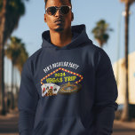 Custom Bachelor Party Las Vegas Trip Hoodie<br><div class="desc">Customize your own bachelor party trip hoodies for a Las Vegas getaway. A cool personalized hooded sweatshirt featuring gambling casino staples such as a deck of cards,  poker chips,  and roulette wheel with Vegas Trip in yellow script. Fun gambler tees for your whole group.</div>